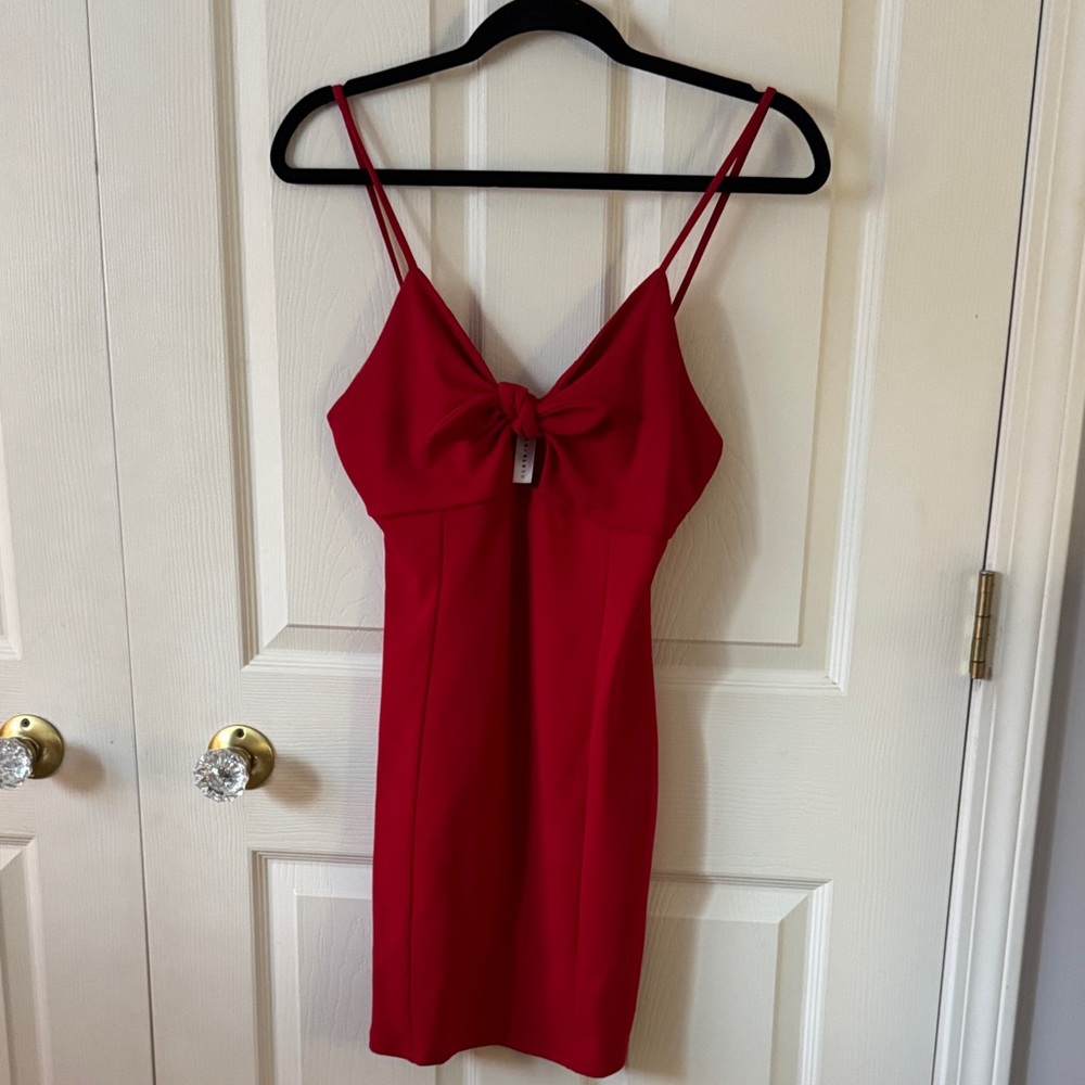 Blue Blush Red Mini Dress with Bow
